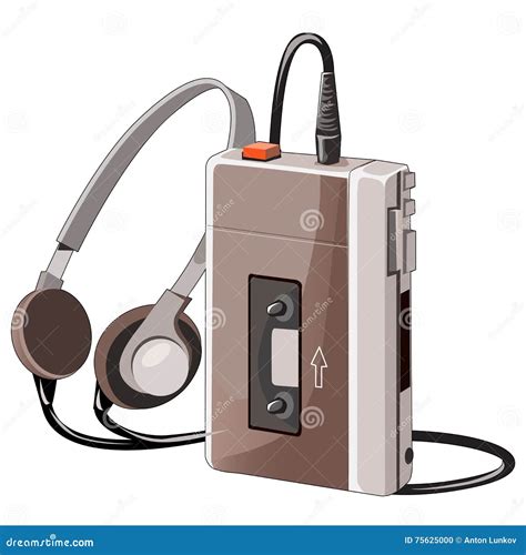 Old Cassette Music Player With Wired Headphones Stock Vector Illustration Of Dated Music