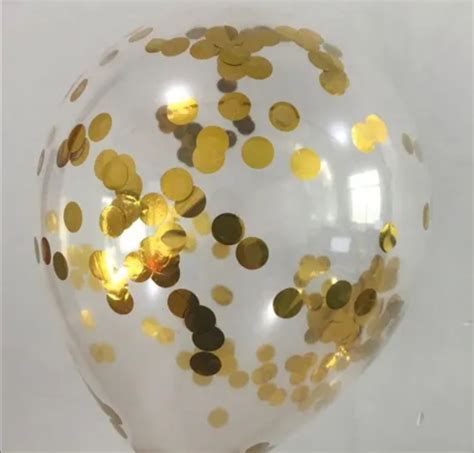 Transparent Balloon With Gold Confetti Inside Pcs On Carousell