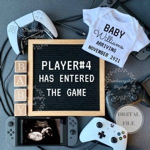 Digital Funny Video Game Player Pregnancy Announcement Player Number