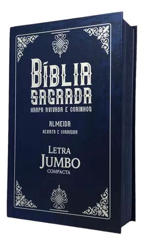 Bíblia Clássica Azul Capa Dura Letra Gigante Jumbo Harpa Avivada Arc