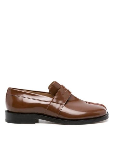 Maison Margiela Tabi Leather Loafers In Brown Lyst