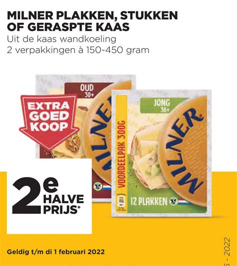 MILNER PLAKKEN STUKKEN OF GERASPTE KAAS Aanbieding Bij Jumbo