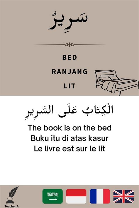 سرير Bed Ranjang Lit Contoh Kalimat Dlam Bahasa Arab Kosa Kata Bahasa Arab Arabic