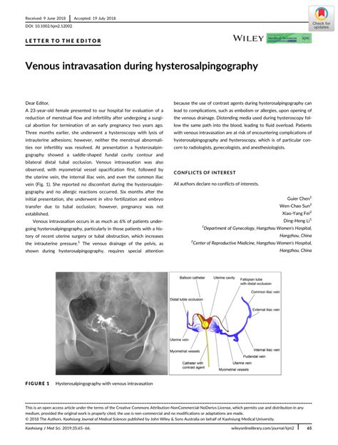 PDF Venous Intravasation During Hysterosalpingography