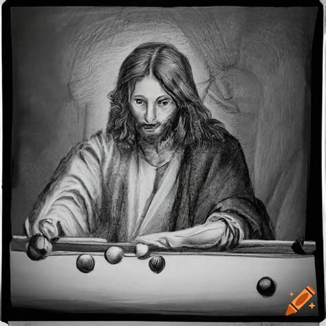 Artistic Depiction Of Jesus Playing Pool In A Positive Setting On Craiyon