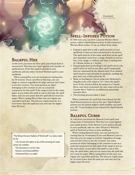 Arcane Tradition Witchcraft Homebrew Wizard Subclass For 5e R Dndhomebrew