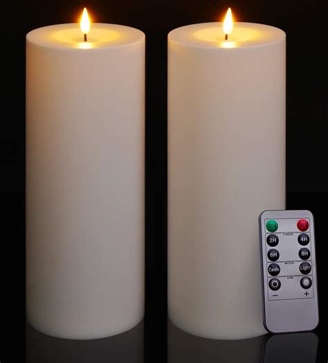 Patiphan Large Flameless Candles Outdoor 11 X 4 Battery Operated Candles With Remote And