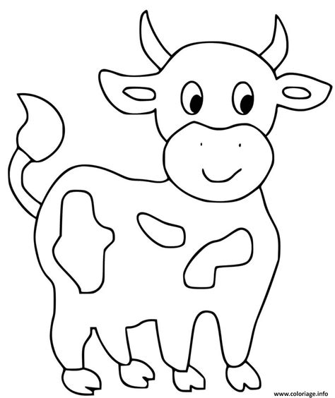 Coloriage Vache Animaux De La Ferme Facile Jecolorie