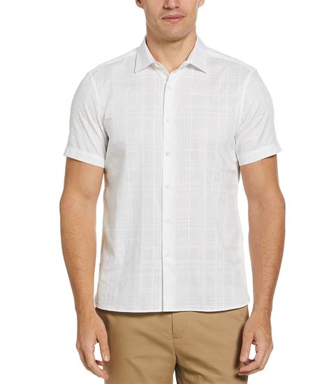 Perry Ellis Sateen Plaid Short Sleeve Woven Shirt Dillards