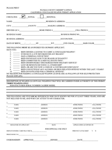 Fillable Online Concealed Weapon Permit Application Procedures Fax