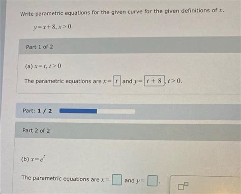 Solved Write Parametric Equations For The Given Curve For