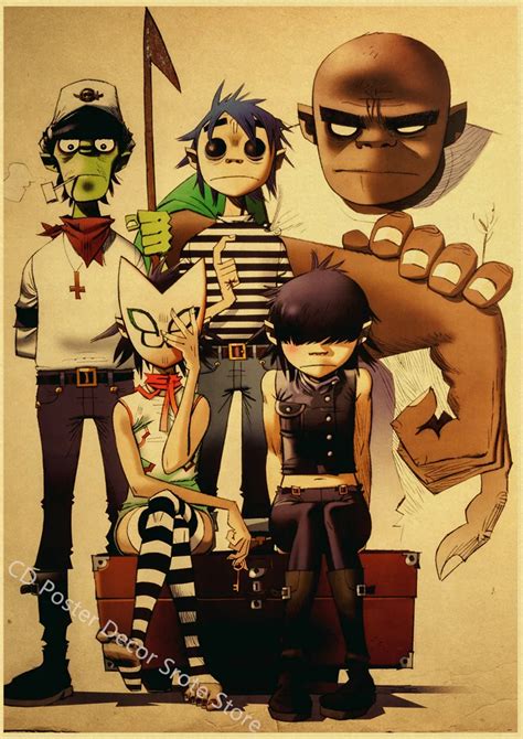 Vintage Gorillaz Demon Music Poster Diy Kraft Paper Wall Art Decor