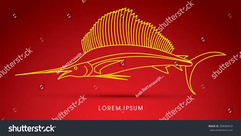 Sailfish Side View Outline Graphic Vector Vetor Stock Livre De