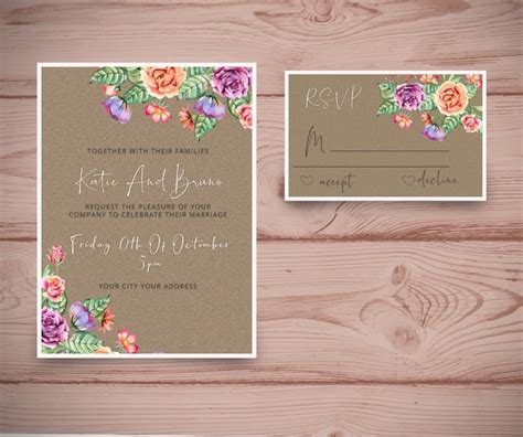 Premium PSD | Wedding invitation with rsvp card