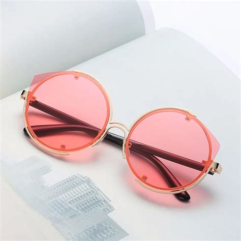 Unique Oversized Oval Shape Wrap Cat Sunglasses Retro Women Gradient Alloy Frame Sun Glasses