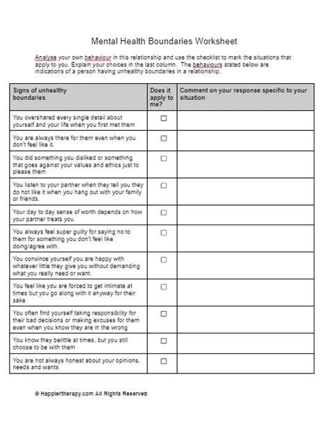 What Are Healthy And Unhealthy Boundaries Worksheet Worksheets Library