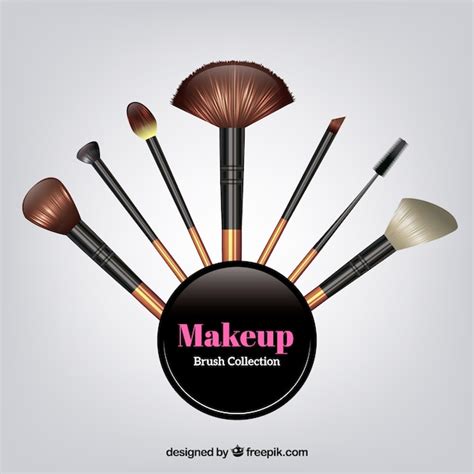 Colección De Brochas De Maquillaje Realistas Vector Gratis