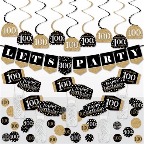 Big Dot Of Happiness Adult 100th Birthday Gold Supplies Kit Decor