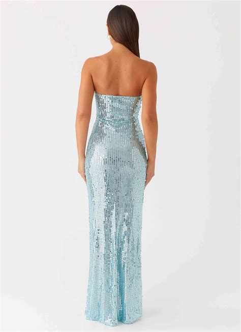 Lyric Sequin Maxi Dress - Turquoise – Peppermayo US