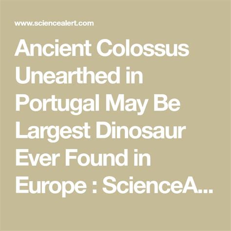 Ancient Colossus Unearthed In Portugal May Be Largest Dinosaur Ever