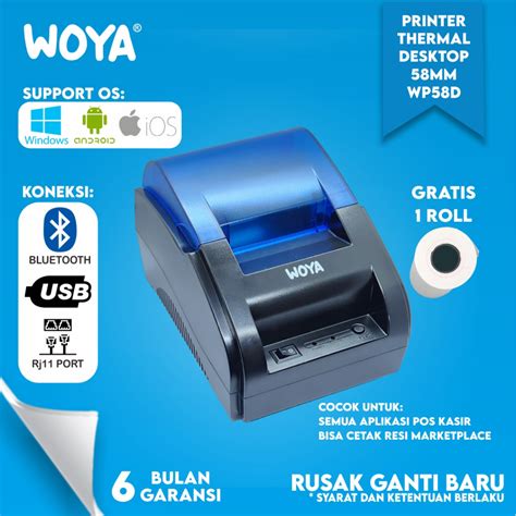 Jual Woya Printer Bluetooth Desktop Thermal Kasir Mm Woya Wp D