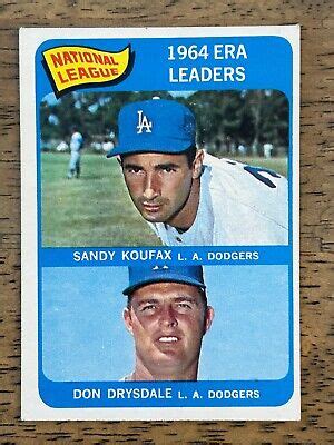 Sandy Koufax Don Drysdale Topps Baseball Nl Era Leaders Ex Nice