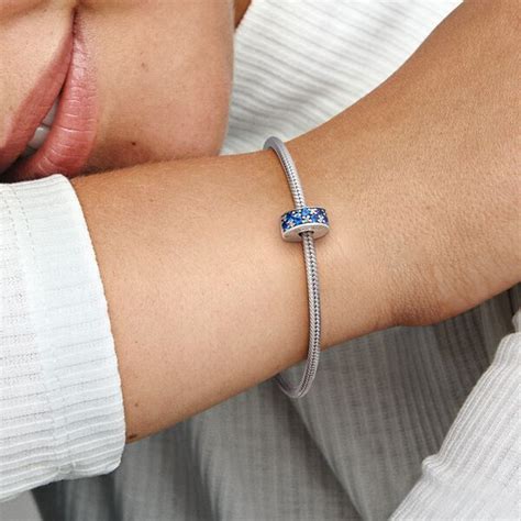 PANDORA Blauer Pavé Clip Schmuck aus Sterling Silber Kristalle