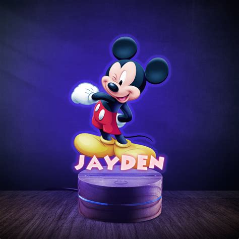 Mickey Mouse 3d Led Night Light Lamp Illusion Night Light Etsy