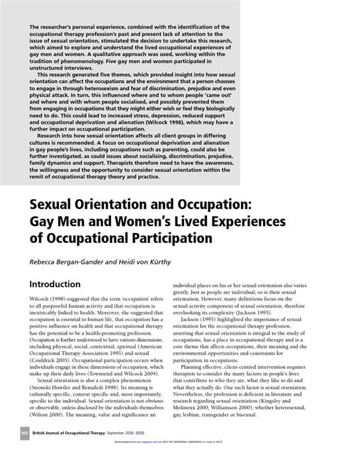 Bergan Gander Von Kurthy Sexual Orientation And Occupation