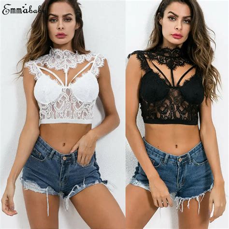 Nowoczesne Sexy Kobiety Koronki Kwiatowy Crop Top Biustonosz Moda Na Co