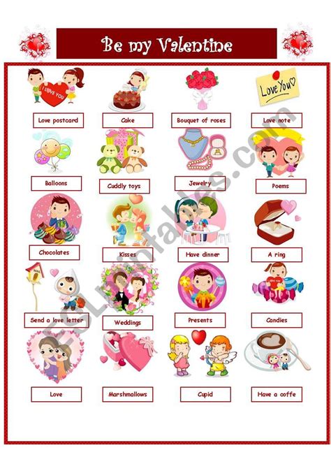 VALENTINE´S DAY PICTIONARY - ESL worksheet by LA LUNA