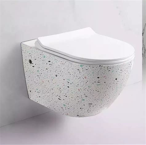 Rimless Wall Hung Toilt Stone Pattern Design Sanitary Ware Wall Mounted