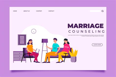 Marriage Counseling Landing Page With Couple On Couch Download Free