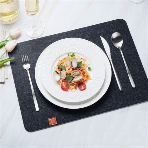 Placemat Vilt Delige Set Antraciet Premium Placemats Vilten