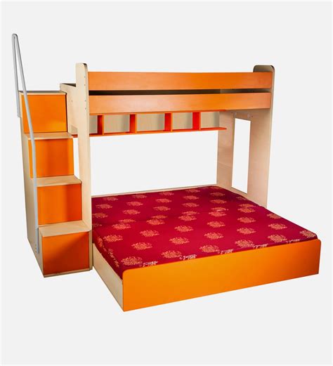 Buy Multi Flexi Bunk Bed In Orange Colour With Hydraulic Storage By Yipi Online Online Bunk