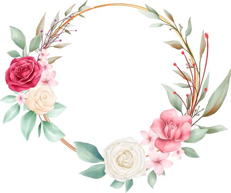 Watercolor Flower Frame Png