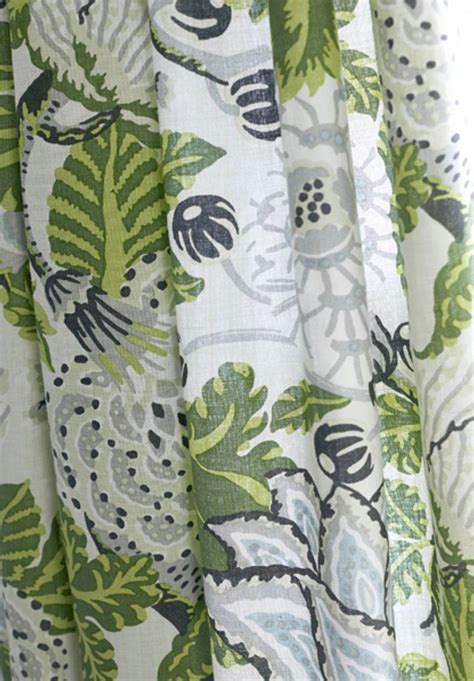 Green And White Curtains Thibaut Curtains Large Floral Curtains Custom