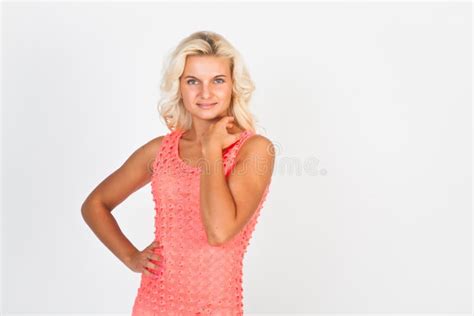 Blonde In Beautiful Pink Dress Stock Photo Image Of Colorful Attractive