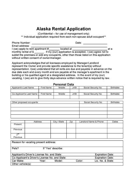 Free Alaska Rental Application Pdf