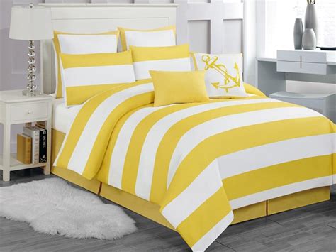 Delia Stripe 8pc Comforter Set Yellow Queen Homewoot