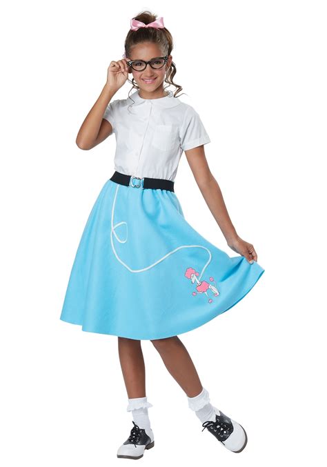 Blue 50's Poodle Skirt for Girls