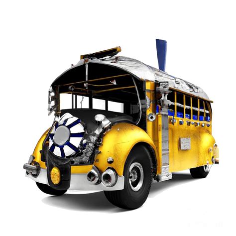 3d Look Artificial Intelligence Art Steampunk School Bus 4 Digital Art By Rose Santuci Sofranko