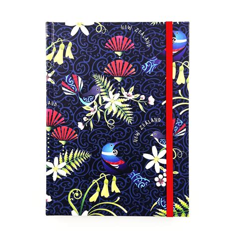 Notebook with Birds and Flowers Navy - Kiwi Shop