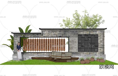 新中式民俗文化景墙su模型下载id13021164sketchup模型下载 欧模网