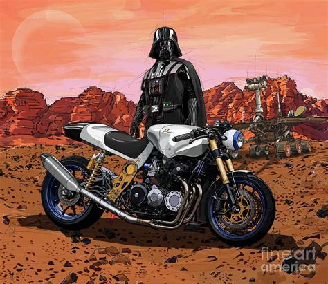 71 Darth Vader Mu Motorcycle Naked On Mars Collection Drawing By