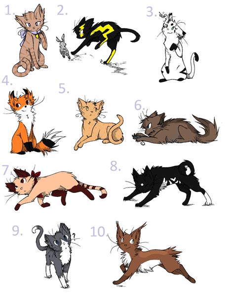 Warrior Cat Adoptables by Lunabell46 on DeviantArt