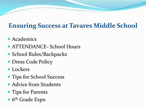 PPT - Tavares Middle School 6 th Grade Orientation PowerPoint Presentation - ID:6181506