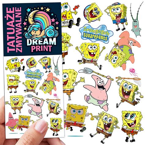 Tatua E Dla Dzieci Zmywalne Tymczasowe Spongebob Oryginalne