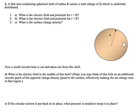 Solved A Thin Non Conducting Spherical Shell Of Radius R Chegg