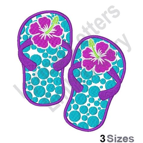 Flip Flops Machine Embroidery Design Embroidery Designs Etsy